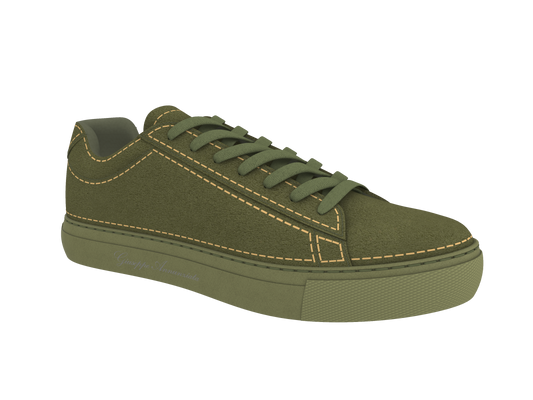 Suede Stitches Sneaker Green and Ocre